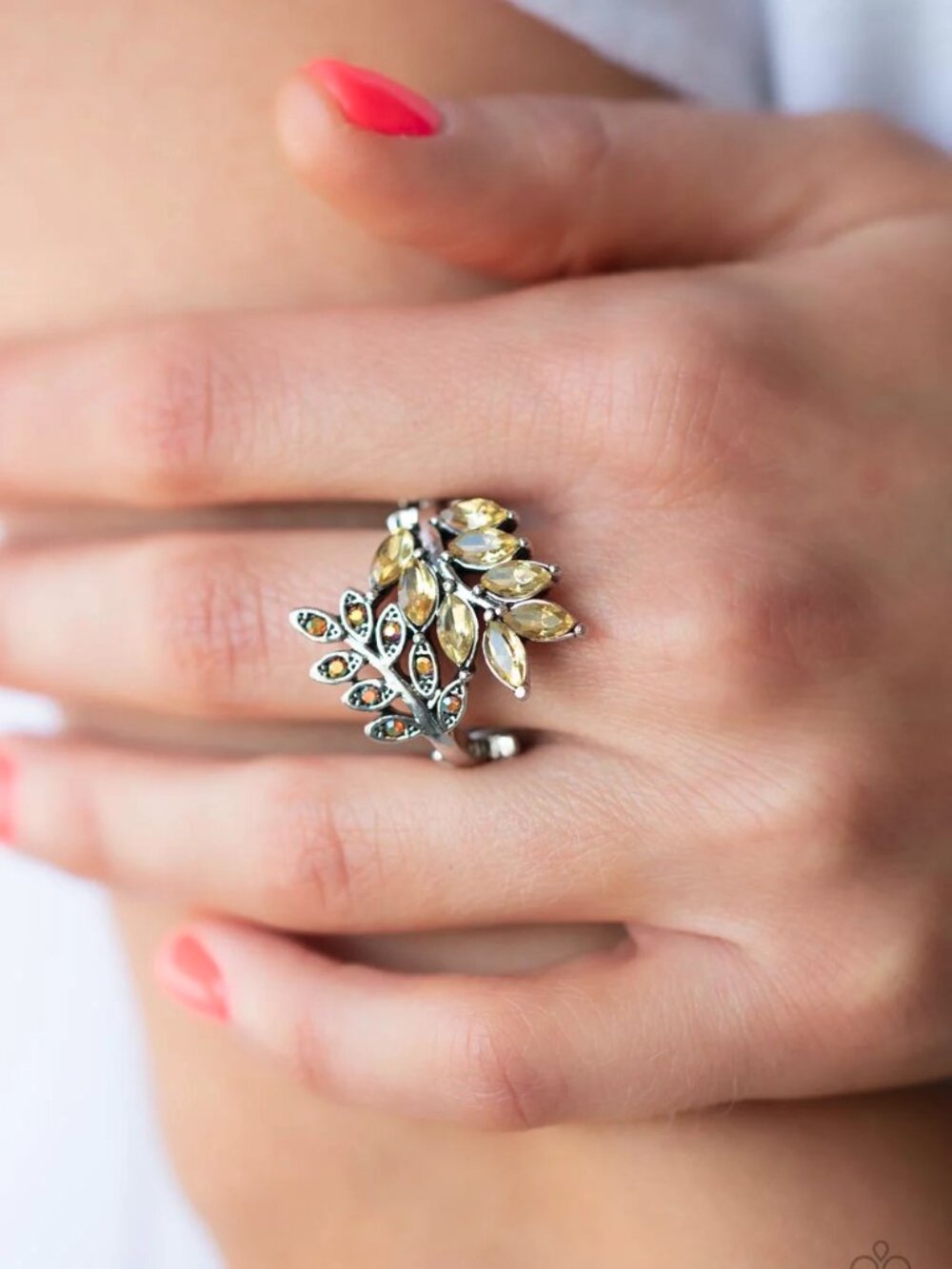 ​Paparazzi Jewelry Accessories - Glowing Gardenista - Yellow Ring - Vintage